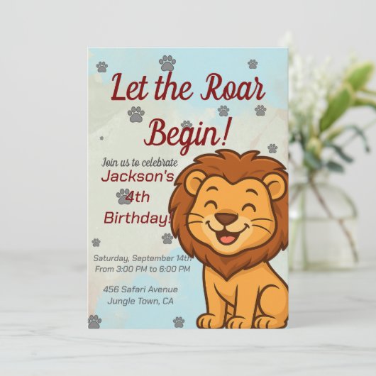 Verjaardagsuitnodiging voor kinderen met een leuke kaart (Staand voorkant)