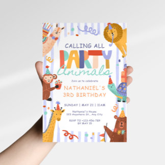 Verjaardagsuitnodiging voor kinderen met feestdier kaart