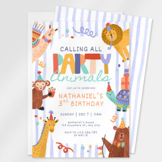 Verjaardagsuitnodiging voor kinderen met feestdier kaart