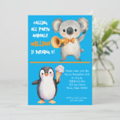 Verjaardagsuitnodiging voor kinderen met feestdier kaart (Staand voorkant)