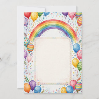 Verjaardagsuitnodiging voor kinderen met regenboog kaart