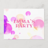 Verjaardagsuitnodiging voor kinderen met roze bubb uitnodiging briefkaart (Voorkant)