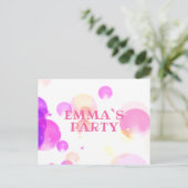 Verjaardagsuitnodiging voor kinderen met roze bubb uitnodiging briefkaart (Staand voorkant)