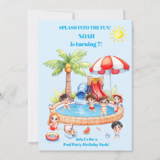 Verjaardagsuitnodiging voor kinderen Pool Party | Kaart