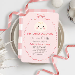 Verjaardagsuitnodiging voor Kleine Dumpling Roze S Kaart