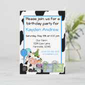 verjaardagsuitnodiging voor koeienkoeien kaart (Staand voorkant)