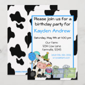 verjaardagsuitnodiging voor koeienkoeien kaart (Voorkant / Achterkant)