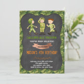 Verjaardagsuitnodiging voor legerjongen kaart (Staand voorkant)
