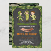 Verjaardagsuitnodiging voor legerjongen kaart (Voorkant / Achterkant)