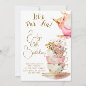 Verjaardagsuitnodiging voor Let's Par-Tea Birthday Kaart (Voorkant)