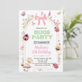 Verjaardagsuitnodiging voor lieve bugs kaart (Staand voorkant)