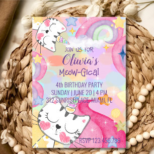 verjaardagsuitnodiging voor maag-gisch caticorn kaart