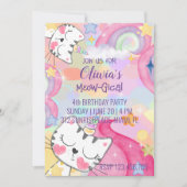 verjaardagsuitnodiging voor maag-gisch caticorn kaart (Voorkant)