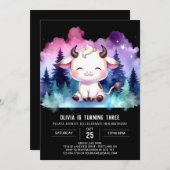 Verjaardagsuitnodiging voor meisje met aangepaste kaart (Voorkant / Achterkant)