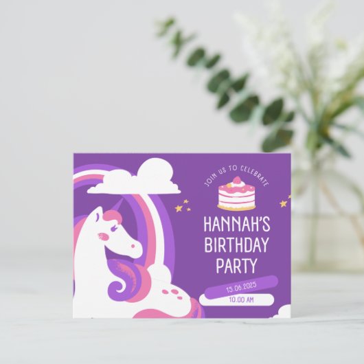 Verjaardagsuitnodiging voor meisjes briefkaart (Staand voorkant)