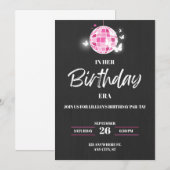 Verjaardagsuitnodiging voor meisjes in haar verjaa kaart (Voorkant / Achterkant)