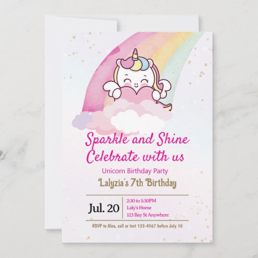 Verjaardagsuitnodiging voor meisjes kaart (Voorkant)