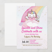Verjaardagsuitnodiging voor meisjes kaart (Voorkant / Achterkant)