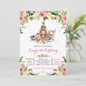 verjaardagsuitnodiging voor meisjes kaart (Staand voorkant)