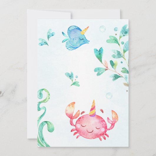 verjaardagsuitnodiging voor meisjes Mermicorn en P Kaart (Achterkant)