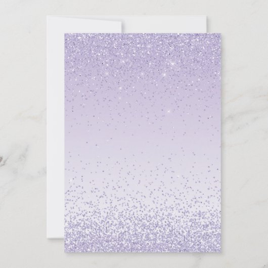Verjaardagsuitnodiging voor meisjes met paarse een kaart (Achterkant)