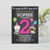 Verjaardagsuitnodiging voor meisjes met puppy, sch kaart (Staand voorkant)