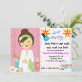 verjaardagsuitnodiging voor meisjes van Spa Party Kaart (Staand voorkant)