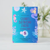 verjaardagsuitnodiging voor Mermaid (Staand voorkant)