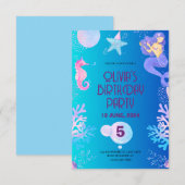 verjaardagsuitnodiging voor Mermaid (Voorkant / Achterkant)
