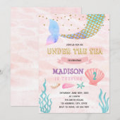 verjaardagsuitnodiging voor Mermaid Kaart (Voorkant / Achterkant)