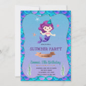 verjaardagsuitnodiging voor Mermaid sleepover Kaart (Voorkant)