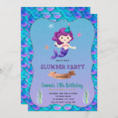 verjaardagsuitnodiging voor Mermaid sleepover Kaart (Voorkant / Achterkant)