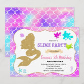verjaardagsuitnodiging voor Mermaid slime Kaart (Voorkant / Achterkant)