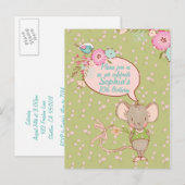 Verjaardagsuitnodiging voor muis- en vogelkinderen uitnodiging briefkaart (Voorkant / Achterkant)