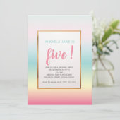 verjaardagsuitnodiging voor Ombre Girls Kaart (Staand voorkant)