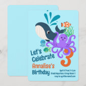 Verjaardagsuitnodiging voor onderzees aquarium kaart (Voorkant / Achterkant)