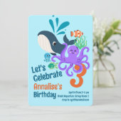 Verjaardagsuitnodiging voor onderzees aquarium kaart (Staand voorkant)