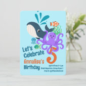 Verjaardagsuitnodiging voor onderzees aquarium kaart (Staand voorkant)