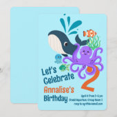 Verjaardagsuitnodiging voor onderzees aquarium kaart (Voorkant / Achterkant)