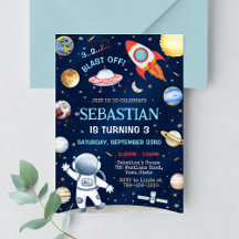 Verjaardagsuitnodiging voor Outer Space Galaxy Boy