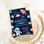 Verjaardagsuitnodiging voor Outer Space Galaxy Boy Kaart