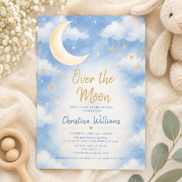 Verjaardagsuitnodiging voor Over the Moon Baby Sho Kaart