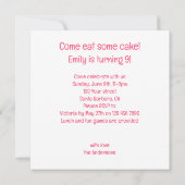 Verjaardagsuitnodiging voor paard dat cake eet, pa kaart (Achterkant)