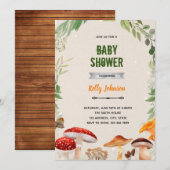 Verjaardagsuitnodiging voor paddestoelenfeestje kaart (Voorkant / Achterkant)