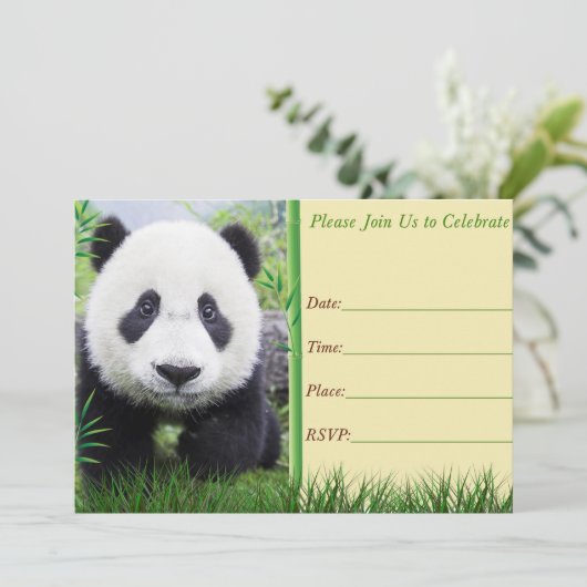 verjaardagsuitnodiging voor Panda Kaart (Staand voorkant)