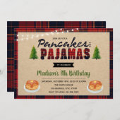 verjaardagsuitnodiging voor pannenkoeken en pyjama kaart (Voorkant / Achterkant)