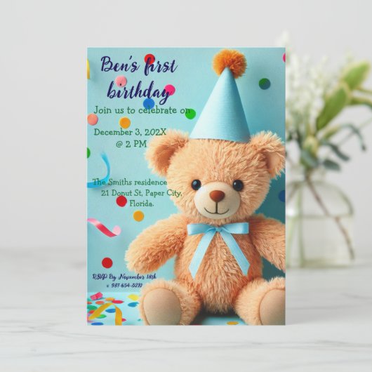 Verjaardagsuitnodiging voor peuter kaart (Staand voorkant)