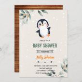 Verjaardagsuitnodiging voor pinguïn dierentuin die kaart (Voorkant / Achterkant)