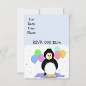 Verjaardagsuitnodiging voor Pinguïn en Ballonnen Kaart (Achterkant)