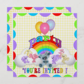 Verjaardagsuitnodiging voor Plushie Animal Kind Kaart (Voorkant / Achterkant)